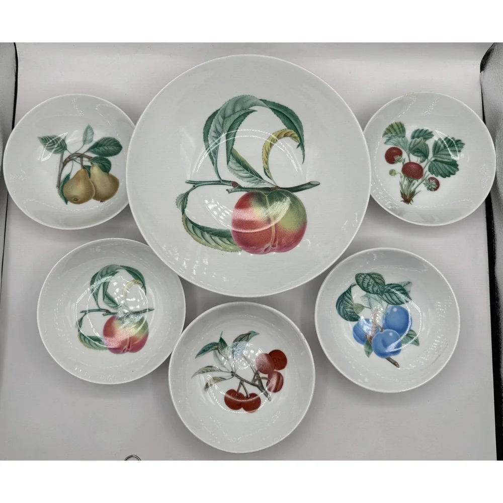 Kaiser Fruit Bowl Set Vintage West Germany Serving Berry Botanical Set of 6